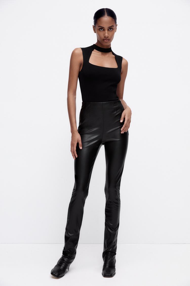 Leather look leggings zara hotsell